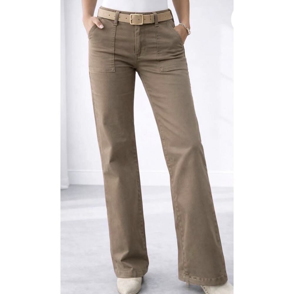 Bevy Flog Women’s Romi Flare Washed Brown Pant Sz 25 - NEW